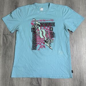 Adidas Retro Tee T-Shirt Size Medium Teal Graphic Geometric 90s Barbwire Rabbits